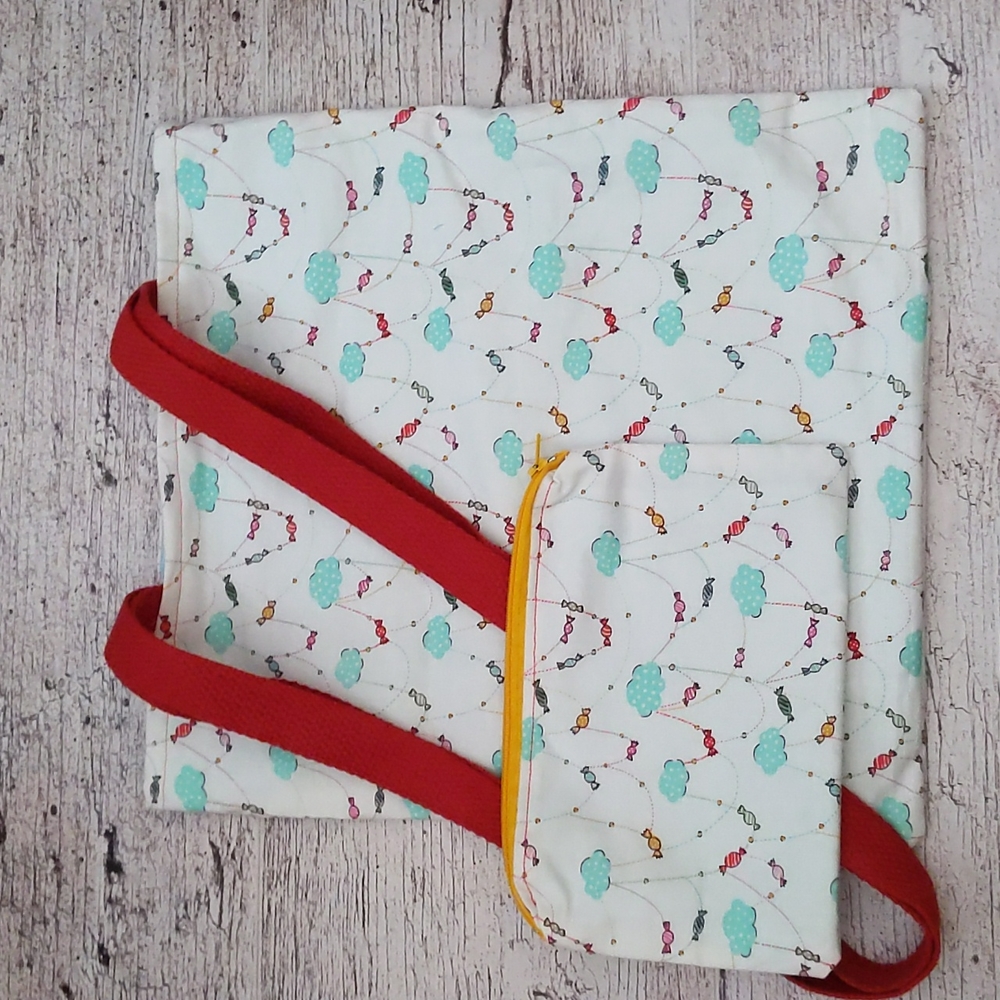 Cloud and candy tote and pouch